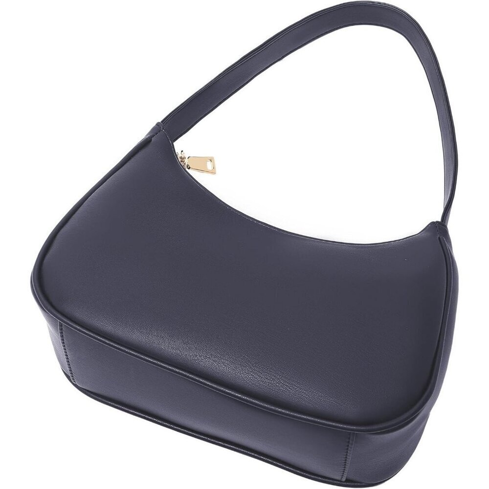 Women’s Dark blue Cute Hobo Tote Handbag Mini Clutch Purse with Zipper Closure - Picture 3 of 6
